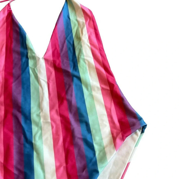 Privacy Please One Piece Halter Top Swimsuit Bold Stripe Size Medium Women's - Picture 4 of 10